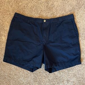 Men’s Columbia PFG Navy Flat Front Chino Shorts Size 42 6” Inseam